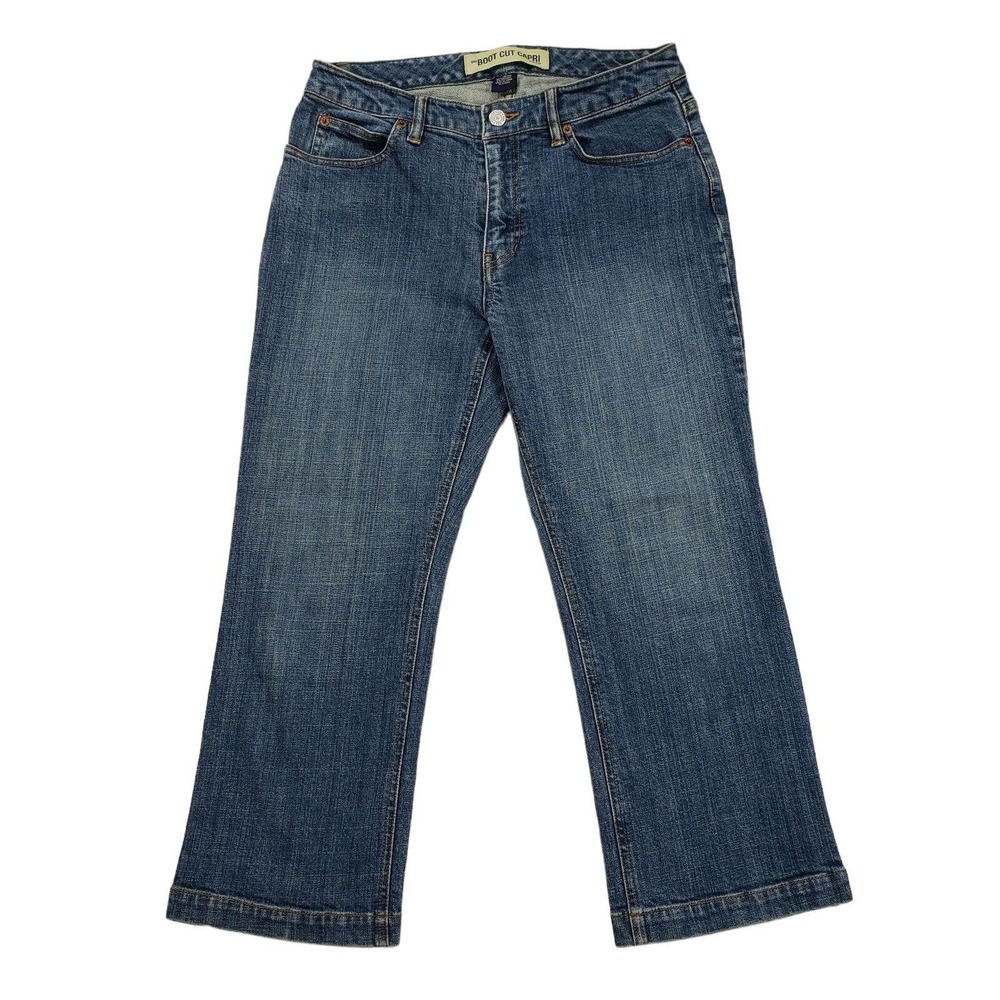 Vtg Gap Boot Cut Capris Jeans 10 Womens Blue Stretch Y2K